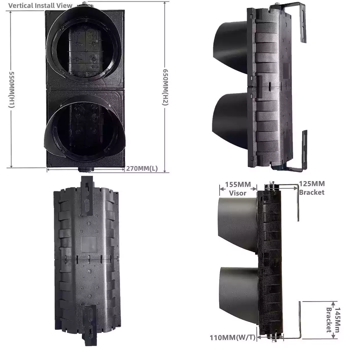 200MM(8 Inch) 2-Section Traffic Signal Light Body