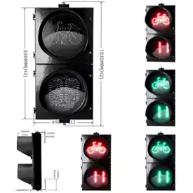 Đ&egrave;n giao th&ocirc;ng Led 2 kh&iacute;a cạnh với đồng hồ đếm ngược t&iacute;n hiệu xe đạp m&agrave;u đỏ xanh