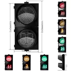 Đ&egrave;n giao th&ocirc;ng Led 2 kh&iacute;a cạnh với Đồng hồ đếm ngược đ&egrave;n giao th&ocirc;ng b&oacute;ng RYG
