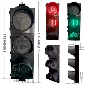 Đ&egrave;n giao th&ocirc;ng Led 3 kh&iacute;a cạnh với bộ hẹn giờ t&iacute;n hiệu xe đạp m&agrave;u đỏ xanh