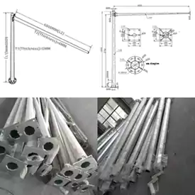 Cột đèn hình bát giác 6M với cánh tay 6M