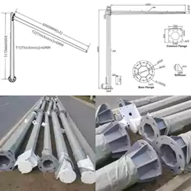 Cột đèn giao thông 8M với cánh tay 6M